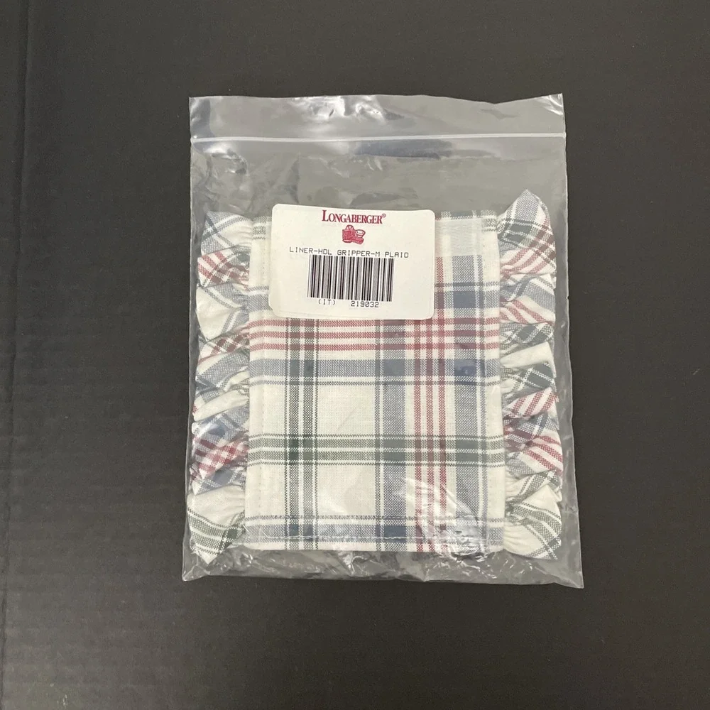 Longaberger Fabric Handle Gripper Plaid 219032 Traditional Classic Farmhouse